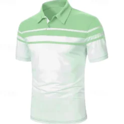 Sale OUKU Men's Polo Shirt Golf Shirt Outdoor Business Classic Short Sleeves Fashion Designer Color Block Striped Classic Style Summer Spring Regular Fit Black Navy Blue Blue Brown Green Gray Polo Shirt