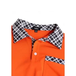 Best OUKU Men's Polo Shirt Golf Shirt Casual Holiday Lapel Short Sleeve Fashion Basic Plaid Color Block Patchwork Pocket Summer Regular Fit Light Blue White Orange Khaki Polo Shirt