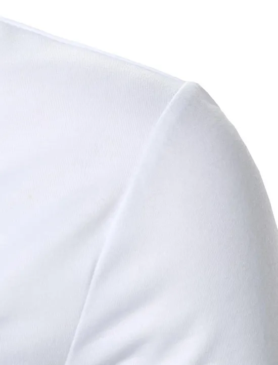 Hot OUKU Men's Polo Shirt Quarter Zip Polo Work Daily Wear Lapel Long Sleeve Fashion Comfortable Color Block Pocket Zip Up Summer Spring Regular Fit Polo Shirt White