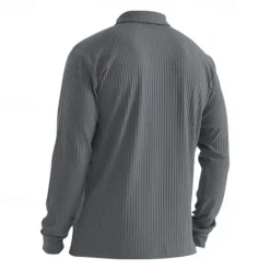 Outlet OUKU Men's Polo Shirt Rib Knit Top Business Casual Ribbed Polo Collar Long Sleeve Fashion Basic Solid Color Knitting Fall Winter Regular Fit Dark Grey Black White Burgundy Navy Blue Dark Green Polo Shirt