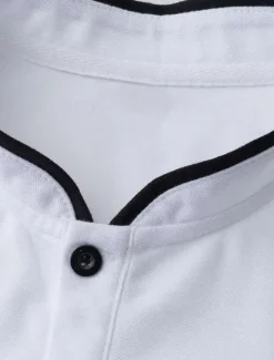 Outlet OUKU Men's Polo Shirts Collarless Golf Shirts Casual Stand Collar Short Sleeve Basic Comfortable Plain Buttons Summer Spring Regular Fit Black White Red Polo Shirts