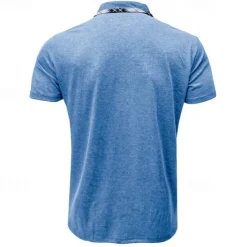 OUKU Men's Polo Shirts Golf Shirt Work Casual Lapel Ribbed Polo Collar Short Sleeve Basic Modern Color Block Patchwork Buttons Spring & Summer Regular Fit Light Blue Dark Gray Black Blue Green Khaki Polo