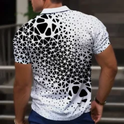 Best OUKU Men's Polo Shirts Golf Shirt Short Sleeve Polo Shirts Collared Shirts Casual Vacation Wear Formal Wear Festival Wear Buttons 3D Print Spring & Summer White