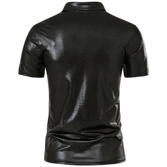 Hot OUKU Men's Polo Shirts Golf Shirt Club Cuban Collar Lapel Short Sleeve Casual Waves Novelty Button Front Spring & Summer Regular Fit Silver Black Gold Polo Shirts