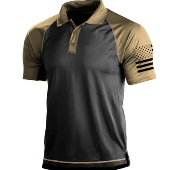 Best OUKU Men's Polo Shirts Golf Shirt Turndown Fashion Casual Comfortable Short Sleeve Black Yellow Blue Green Dark Gray Color Block 3D Print Turndown Vacation Street 3D Button-Down Clothing Clothes Polyester