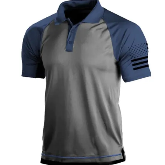 Best OUKU Men's Polo Shirts Golf Shirt Turndown Fashion Casual Comfortable Short Sleeve Black Yellow Blue Green Dark Gray Color Block 3D Print Turndown Vacation Street 3D Button-Down Clothing Clothes Polyester