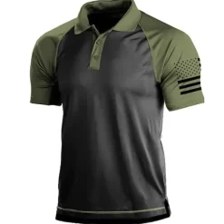 Best OUKU Men's Polo Shirts Golf Shirt Turndown Fashion Casual Comfortable Short Sleeve Black Yellow Blue Green Dark Gray Color Block 3D Print Turndown Vacation Street 3D Button-Down Clothing Clothes Polyester