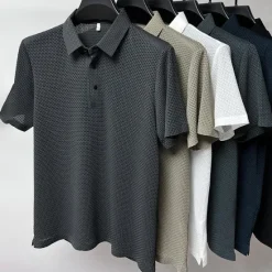 Hot OUKU Men's Polo Shirts Golf Shirt Casual Holiday Classic Short Sleeve Fashion Basic Plain Buttons Summer Regular Fit Navy Black White Yellow Green Dark Blue Polo Shirts