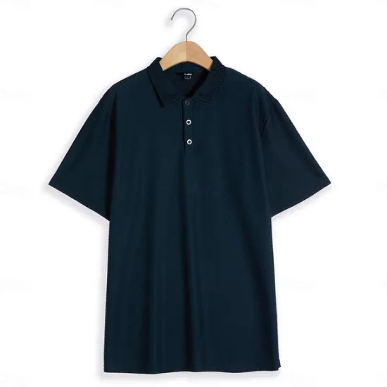 Hot OUKU Men's Polo Shirts Golf Shirt Casual Holiday Classic Short Sleeve Fashion Basic Plain Buttons Summer Regular Fit Navy Black White Yellow Green Dark Blue Polo Shirts