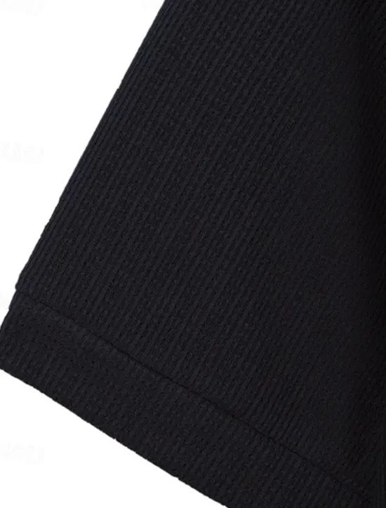 Sale OUKU Men's Polo Shirts Zip Polo Outdoor Daily Wear Lapel Short Sleeve Fashion Hawaiian Plain Pocket 2 Piece Summer Regular Fit Black Brown Apricot Gray Polo Shirts