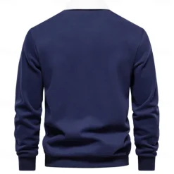 Sale OUKU Men's Polo Sweatshirt Apricot Black Yellow Red Navy Blue Polo Collar Plain Casual Daily Sports non-printing Cool Casual Fleeced Spring & Fall Clothing Apparel Hoodies Sweatshirts Long Sleeve