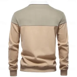 Sale OUKU Men's Polo Sweatshirt Yellow Army Green Red Blue Green Lapel Color Block Casual Daily Sports Casual Spring & Fall Clothing Apparel Hoodies Sweatshirts Long Sleeve