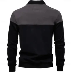 Sale OUKU Men's Polo Sweatshirt Yellow Army Green Red Blue Green Lapel Color Block Casual Daily Sports Casual Spring & Fall Clothing Apparel Hoodies Sweatshirts Long Sleeve
