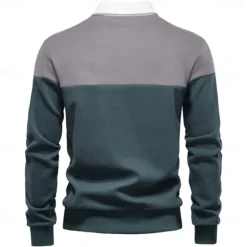 Sale OUKU Men's Polo Sweatshirt Yellow Army Green Red Blue Green Lapel Color Block Casual Daily Sports Casual Spring & Fall Clothing Apparel Hoodies Sweatshirts Long Sleeve