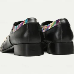 Online OUKU Men's Premium Leather Dress Shoes with Gold Tip Multicolor Snake-Pattern and Studded Detail–Stylish Formal Footwear for Special Occasions Black