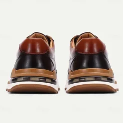 Clearance OUKU Men's Premium Cowhide Leather Sneakers with Crocodile Texture and Lace-Up Design – Casual Athletic Shoes for Everyday Wear