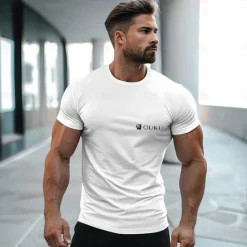 Outlet OUKU Men's Print T Shirt Tee Top 100% Cotton Short Sleeve Graphic Shirt White Gray Comfortable Tee Street Sports Outdoor Fashion Designer Clothing