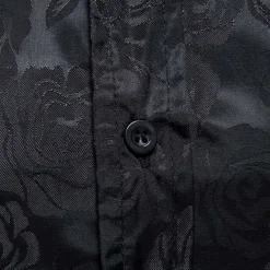 Hot OUKU Men's Prom Shirt Satin Silk Shirt Graphic Wedding Party Silver Black Wine Navy Blue Long Sleeve Turndown Clothing Apparel Button-Down
