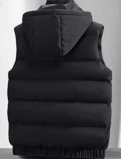 Outlet OUKU Men's Puffer Jacket Puffer Vest Vest Gilet Quilted Vest Daily Date Vacation Fashion Casual Fall & Winter Pocket Polyester Warm Comfortable Plain Zipper Hooded Regular Fit Black Blue Gray Vest