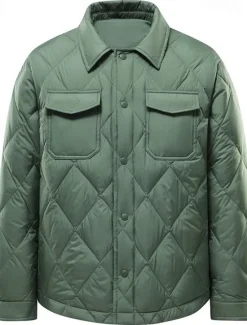 Sale OUKU Men's Puffer Jacket Quilted Jacket Padded Classic Style Polyster Pocket Outdoor Date Casual Daily Regular Fashion Casual Thermal Warm Windproof Winter Plain Black Green Puffer Jacket