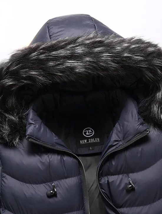 Online OUKU Men's Puffer Jacket Quilted Jacket Cardigan Parka Fur Trim Zipper Pocket Vacation Going out Casual Daily Warm Outdoor Casual Winter Letter Matte Black Black Yellow Red Puffer Jacket