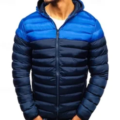 Sale OUKU Men's Puffer Jacket Quilted Jacket Transition Jacket Padded Jacket Pocket Polyster Fleece lined Vacation Daily Wear Date Regular Fashion Casual Comfortable Thermal Warm Fall & Winter Color Block