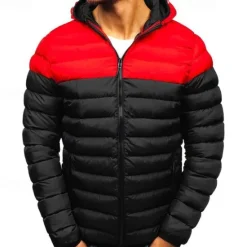 Sale OUKU Men's Puffer Jacket Quilted Jacket Transition Jacket Padded Jacket Pocket Polyster Fleece lined Vacation Daily Wear Date Regular Fashion Casual Comfortable Thermal Warm Fall & Winter Color Block