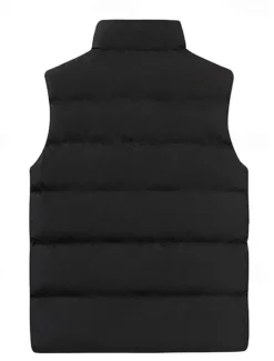 OUKU Men's Puffer Vest Daily Casual Fall & Winter Zipper Pocket Polyester Comfortable Plain Zipper Stand Collar Regular Fit Black Burgundy Khaki Dark Blue Vest
