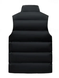 New OUKU Men's Puffer Vest Daily Casual Spring & Fall Pocket Polyester Comfortable Solid Color Zipper Stand Collar Regular Fit Black Red Dark Blue Vest