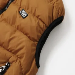 Online OUKU Men's Puffer Vest Daily Wear Vacation Going out Fashion Basic Spring & Fall Zipper Polyester Comfortable Plain Zipper Stand Collar Regular Fit Dark Yellow Deep Green Wine Black Vest