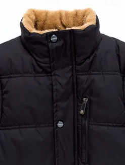 Sale OUKU Men's Puffer Vest Fleece Vest Gilet Daily Date Vacation Fashion Casual Fall & Winter Pocket Polyester Warm Comfortable Solid Color Hidden Buttoned Front Stand Collar Regular Fit Black Blue Vest