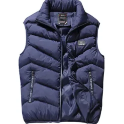 Outlet OUKU Men's Puffer Vest Gilet Hiking Thermal Warm Packable Breathable Winter Autumn / Fall Solid Color Black Red Navy Blue Gray Puffer Jacket