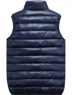 Clearance OUKU Men's Puffer Vest Going out Basic Fall & Winter Pocket Polyester Warm Letter Zipper Stand Collar Regular Fit Black Red Blue Army Green Vest