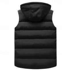 Sale OUKU Men's Puffer Vest Hoodie Vest Quilted Vest Daily Date Vacation Fashion Casual Fall & Winter Pocket Polyester Warm Comfortable Solid Color Zipper Hooded Regular Fit Black Army Green Gray Vest