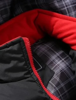 New OUKU Men's Puffer Vest Hoodie Vest Padded Gilet Quilted Vest Daily Date Vacation Fashion Casual Fall & Winter Pocket Polyester Warm Comfortable Color Block Zipper Hooded Regular Fit Black Red Army Green