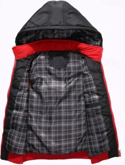 New OUKU Men's Puffer Vest Hoodie Vest Padded Gilet Quilted Vest Daily Date Vacation Fashion Casual Fall & Winter Pocket Polyester Warm Comfortable Color Block Zipper Hooded Regular Fit Black Red Army Green
