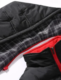 New OUKU Men's Puffer Vest Hoodie Vest Padded Gilet Quilted Vest Daily Date Vacation Fashion Casual Fall & Winter Pocket Polyester Warm Comfortable Color Block Zipper Hooded Regular Fit Black Red Army Green