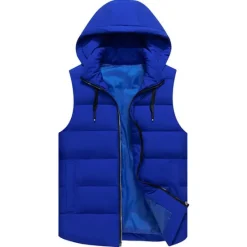 Sale OUKU Men's Puffer Vest Thermal Warm Breathable Lightweight Winter Autumn / Fall Solid Color Black White Red Blue Puffer Jacket