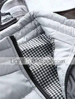 Clearance OUKU Men's Puffer Vest Vest Gilet Daily Date Vacation Fashion Casual Fall & Winter Pocket Polyester Warm Comfortable Plain Quilted Zipper Stand Collar Regular Fit Black White Red Burgundy Vest