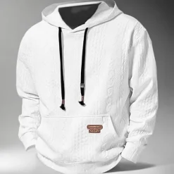 Sale OUKU Men's Pullover Hoodie Sweatshirt Black White Coffee Hooded Plain Work Sports & Outdoor Casual Streetwear Basic Casual Spring & Fall Cross-Seasons Clothing Apparel Hoodies Sweatshirts