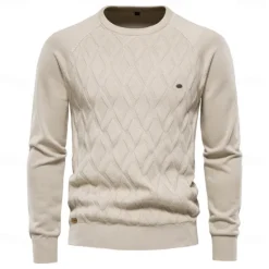 OUKU Men's Pullover Sweater Jumper Knit Solid Color Crew Neck Knitwear Elegant Christmas Outdoor Clothing Apparel Raglan Sleeves Spring Fall Black Red S M L