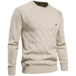 OUKU Men's Pullover Sweater Jumper Knit Solid Color Crew Neck Knitwear Elegant Christmas Outdoor Clothing Apparel Raglan Sleeves Spring Fall Black Red S M L