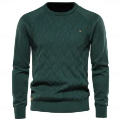 OUKU Men's Pullover Sweater Jumper Knit Solid Color Crew Neck Knitwear Elegant Christmas Outdoor Clothing Apparel Raglan Sleeves Spring Fall Black Red S M L