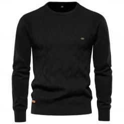 OUKU Men's Pullover Sweater Jumper Knit Solid Color Crew Neck Knitwear Elegant Christmas Outdoor Clothing Apparel Raglan Sleeves Spring Fall Black Red S M L