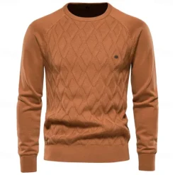 OUKU Men's Pullover Sweater Jumper Knit Solid Color Crew Neck Knitwear Elegant Christmas Outdoor Clothing Apparel Raglan Sleeves Spring Fall Black Red S M L