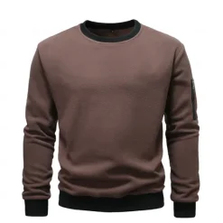 New OUKU Men's Pullover Wine Red Black Light Green Army Green Blue Round Neck Plain Sports & Outdoor Sports Streetwear non-printing Designer Basic Casual Winter Clothing Apparel Hoodies Sweatshirts