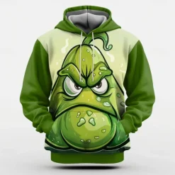 New OUKU Men's Pumpkin Funny Hoodie Hoodies Sweatshirt Fashion Long Sleeve Crew Neck Dark Green Green Fall Winter Designer