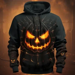 OUKU Men's Pumpkin Graphic Prints Hoodie Hoodies Sweatshirt Daily Classic Long Sleeve Hooded Halloween Holiday Going out #1 #2 Print Spring & Fall Designer