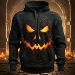 OUKU Men's Pumpkin Graphic Prints Hoodie Hoodies Sweatshirt Daily Classic Long Sleeve Hooded Halloween Holiday Going out #1 #2 Print Spring & Fall Designer