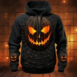 OUKU Men's Pumpkin Graphic Prints Hoodie Hoodies Sweatshirt Daily Classic Long Sleeve Hooded Halloween Holiday Going out #1 #2 Print Spring & Fall Designer